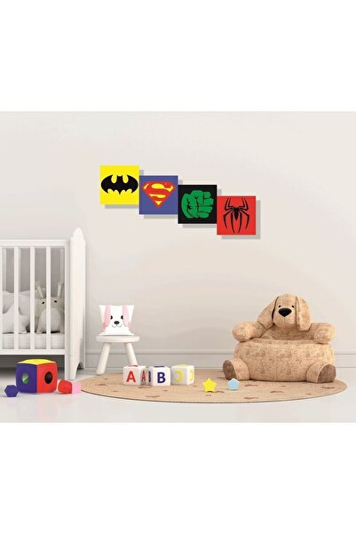 Uyarstrafor Çocuk Odası Bebek Odası Süper Kahramanlı Duvar Süsü & Tablo