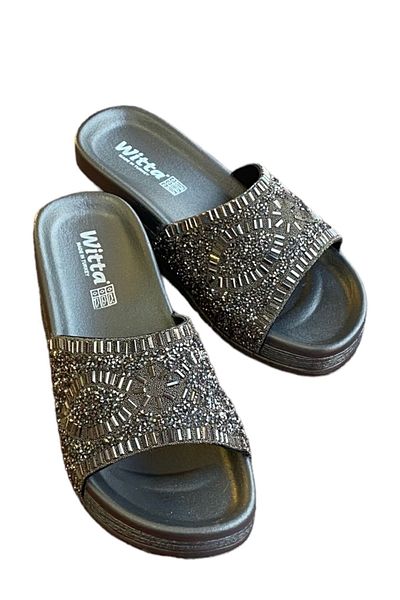 Witta Women's Jewelled Wedge Heel Lightweight Comfortable Slippers