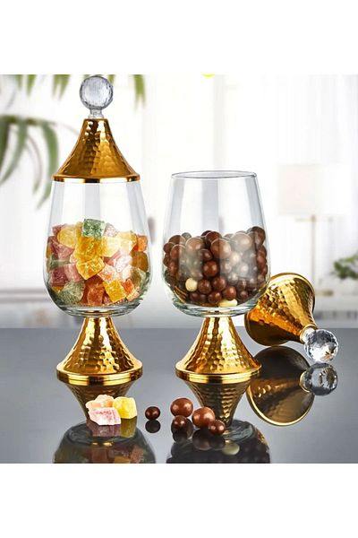 devigo Footed Glass Dragee Footed Glass Sugar Bowl Catering Presentation Bowl