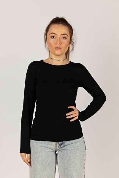 NOBLE STORE Στρογγυλή λαιμόκοψη μακρυμάνικο κορμάκι Lycra