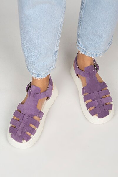 Manijero Rosa Women's Genuine Leather Buckle Purple Sandals