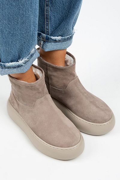 Manijero Γυναικείες μπότες Gemma από γνήσιο δέρμα Flat Mink με γούνα στο εσωτερικό