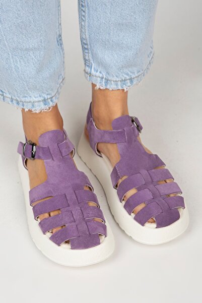 Manijero Rosa Women's Genuine Leather Buckle Purple Sandals