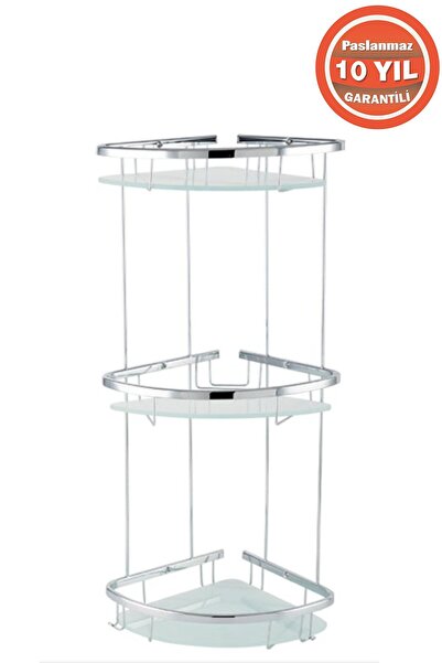 ÇELİK BANYO Paslanmaz Pirinç Karmina 3’lü 18x18 Cm Camlı Şampuanlık Süngerlik...