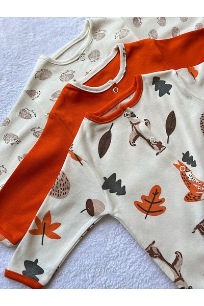 MBK GARDEN Unisex Colorful Printed 3-Piece Baby Rompers - 0-3/3-6/6-9 Months