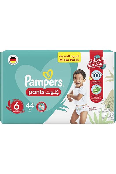 Pampers Pants Diapers With Aloe Vera Lotion, Size 6, Extra Large, 16 Kg, Mega Pack, 44 Ct