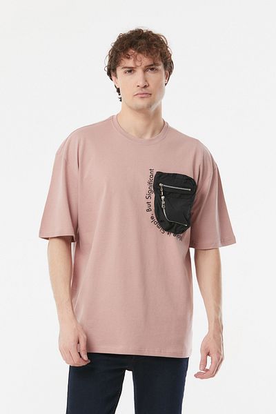 Fulla Moda Printed Oversize T-Shirt with Pocket Detail