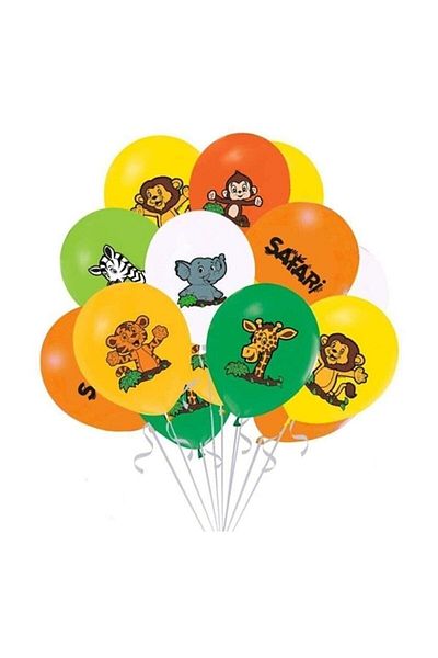 DÜVENCİ TİCARET 10 Safari Animals Printed Latex Balloons