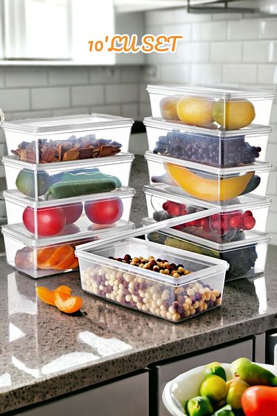 NY HOME 10 Pieces of Storage Container with Lid 2 Lt