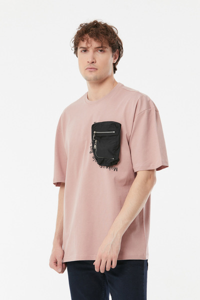 Fulla Moda Printed Oversize T-Shirt with Pocket Detail