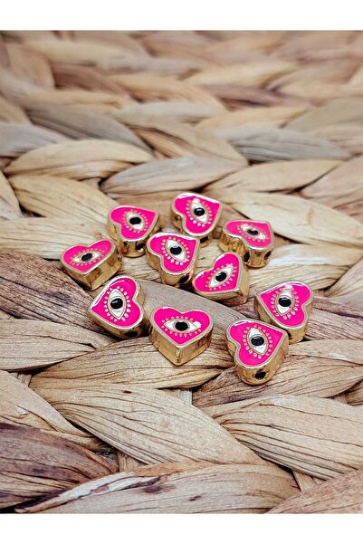 Yasamtohumu Odstojnik u obliku srca i oka u boji fuksije - pozlaćen, 2 komada...