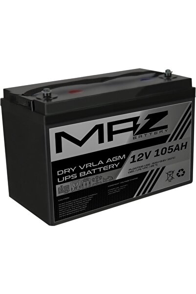 Maz Akü 12 Volt 105 Amper (Ah) Kuru AGM VRLA UPS Akü Yeni Üretim