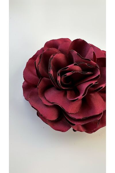 Âlâ Atelier Iğneli Kumaş Çiçek Broş Bordo Gül Broş