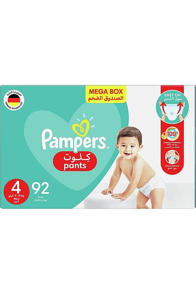 Pampers Pants Diapers, Size 4, Maxi, 9-14 kg, Mega Box, 92 ct
