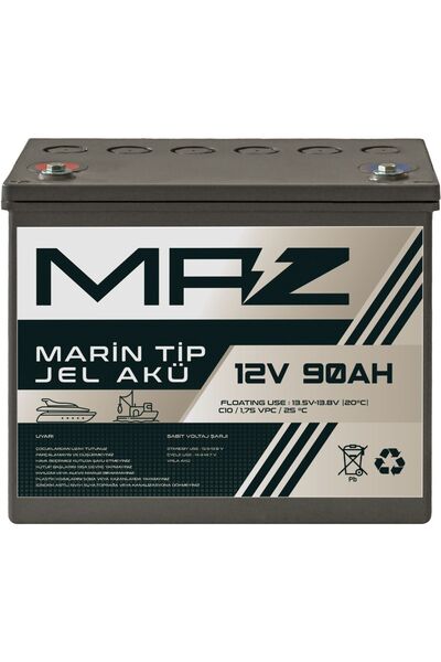 Maz Akü 12 Volt 90 Amper Marin Jel Akü 12V 90AH (Yat Tekne Akü)