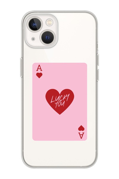 moonset Iphone 15 Plus Uyumlu Lucky You Kart Tasarımlı Baskılı Şeffaf Telefon...