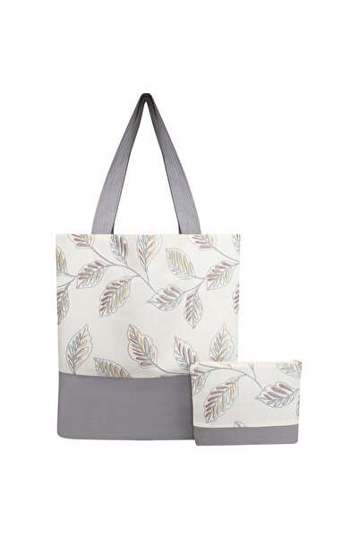 çınar kadın kooperatifi Kadın Gri Büyük Boy Keten Plaj Çantası Portföy Clutch...