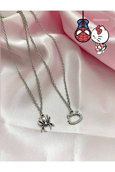 bohemian takı tasarim Hello Kitty ve Örümcek Kombin Kolye