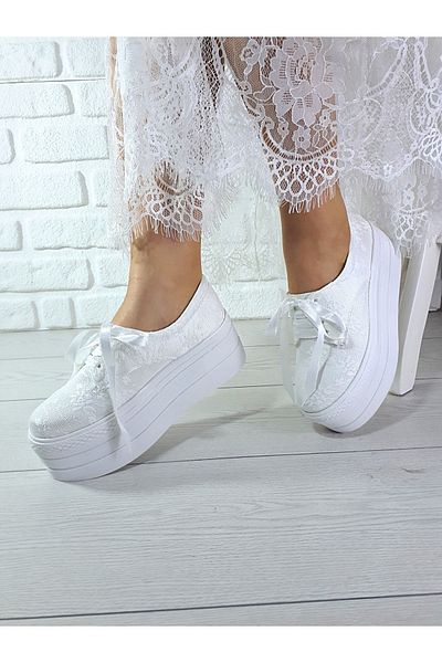 Modavien Women's White Wedding Wedding Wedge Heel Bridal Shoes 412s