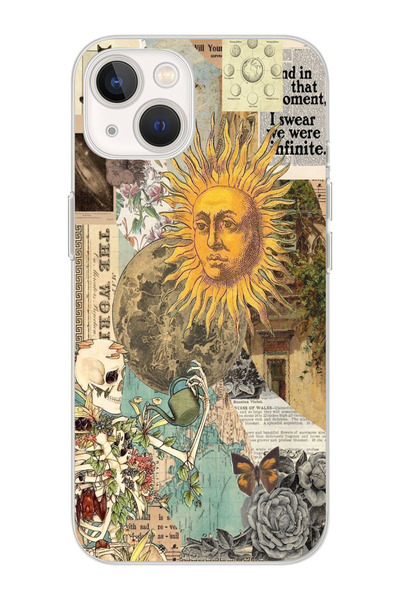 moonset Iphone 13 Uyumlu Güneş Tasarımlı Baskılı Şeffaf Telefon Kılıfı