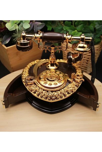 peliethings Nostaljik Polyester Telefon Müzik Ve Takı Mücevher Kutusu (KAHVERENGİ-BEYAZ)