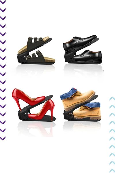 bimbambom Adjustable Ramp, In-Cabinet Organizer, 10-Piece Shoe Organizer, Height Adjustable Shoe Rack