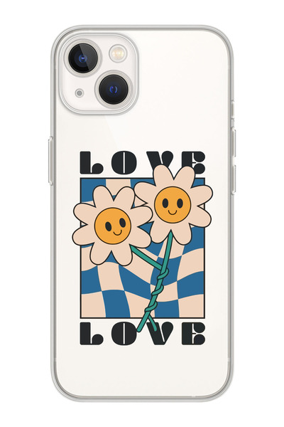 moonset Iphone 15 Plus Uyumlu Sevimli Çiçekler Tasarımlı Baskılı Şeffaf Telef...