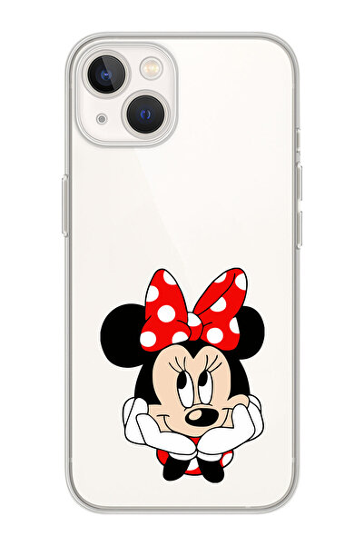 moonset Iphone 15 Uyumlu Minnie Mouse Tasarımlı Baskılı Şeffaf Telefon Kılıfı