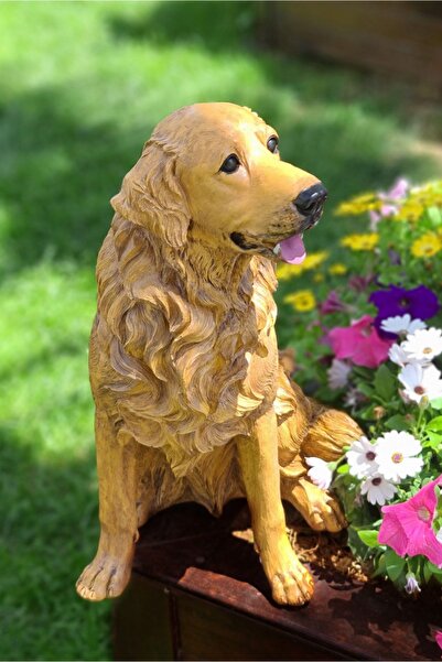Ella's Design Studio Golden Köpek Heykeli, Bahçe Heykelleri, Bahçe Dekorasyon...