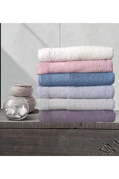 Nurpak Πετσέτα προσώπου μόδας 50X90 cm - 100% βαμβάκι, Σετ 6 τεμαχίων