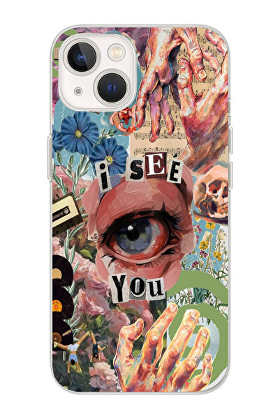 moonset Iphone 13 Uyumlu I See You Tasarımlı Baskılı Şeffaf Telefon Kılıfı