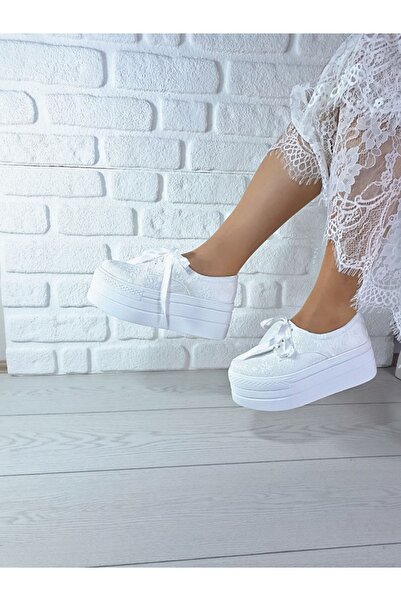 Modavien Pantofi de mireasă cu toc pană de nuntă alb pentru femei 412s