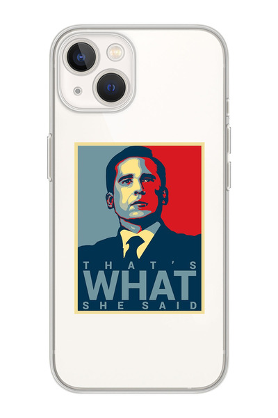 moonset Iphone 13 Uyumlu Michael Scott Tasarımlı Baskılı Şeffaf Telefon Kılıfı