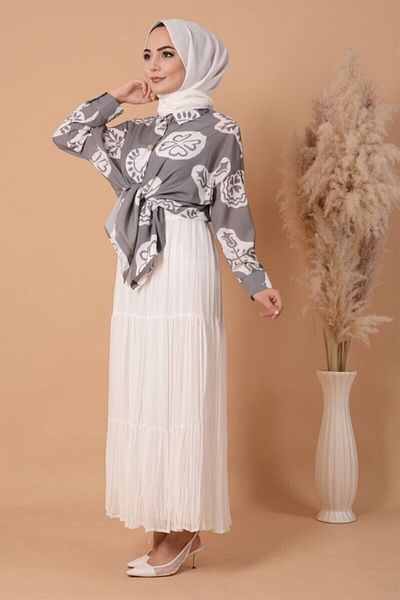 koçin butik Γυναικεία φούστα κρεπ σιφόν με πλισέ πλισέ χιτζάμπ