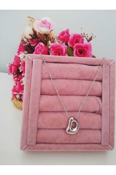 Judas Takı Balloon Letter D Silver Necklace - Colorful Initial Design