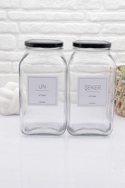 zezedesing Flour And Sugar Jar Glass Black Metal Lid