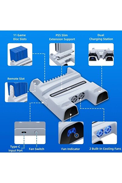 Dobe Tp5-3532b Ps5 Slim Ve Tüm Ps5 Modeller Ile Uyumlu Multi Fonksiyon Soğutma Ve Şarj Ünitesi