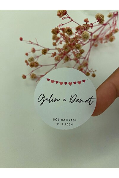 YAPIŞKAN STORE Kişiye Özel Baskılı Söz Nişan Kına Düğün Sticker - Mat Beyaz K...