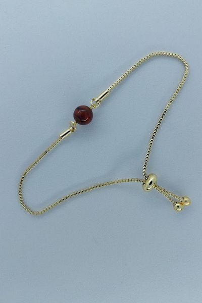 SEVENSLEEPERS Natural Stone Agate Beaded Bracelet, Elevator Adjustable According to Wrist, Gold Color Plated