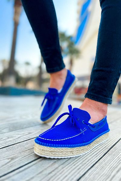 BZ Moda B311 Espadrille - Pantofi ortopedici pentru bărbați, talpă din paie, albastru TKT