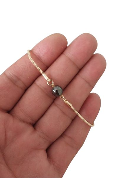 SEVENSLEEPERS Natural Stone Bracelet with Elevator and Adjustable Hematite Beads - Gold Color Plated