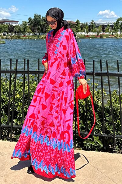 QLAY Kadın  Oversize Yazlık Viskon Elbise