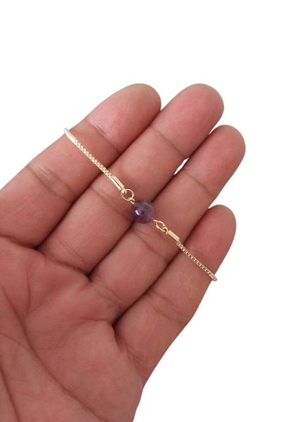 SEVENSLEEPERS Elevator and Adjustable Bracelet - Natural Stone, Amatist Bead, Gold Color Plated