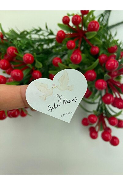 YAPIŞKAN STORE Kişiye Özel Baskılı Söz Nişan Kına Düğün Sticker - Mat Beyaz K...