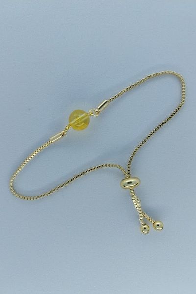 SEVENSLEEPERS Elevator and Adjustable Bracelet - Natural Stone, Citrine Bead, Gold Color Plated