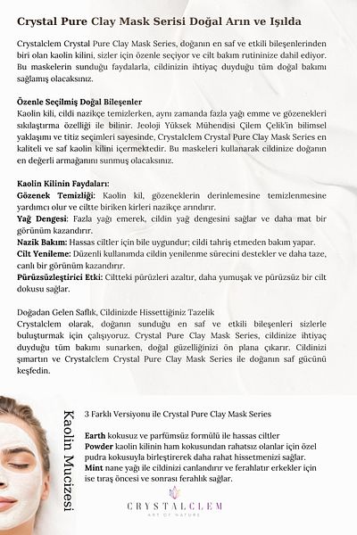 Crystalclem Beauty Mineral Clay Mask - Purifying, Revitalizing and Firming Nourishing, Odorless