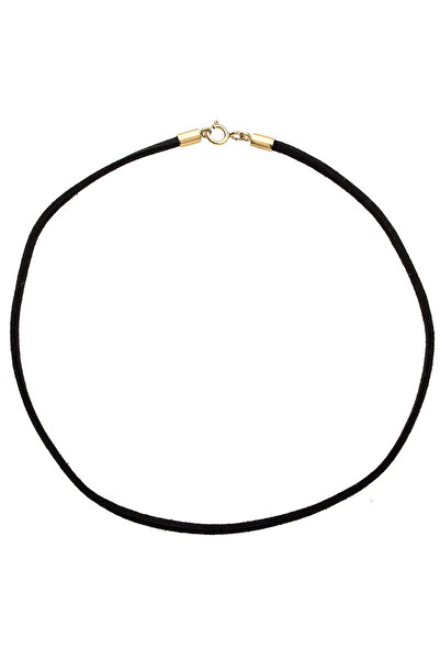 ELLI Colier Choker Dama Tendință De bază Cu piele intoarsa Neagra In Argint Sterling 925