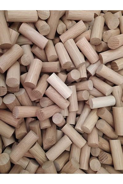 değerli hobi 20 mm 5 cm Baked Wood Cavela - Smooth Cylinder Oak, 100 Pieces