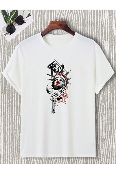 donamod White Skull Minimalist Gothic - Tricou liniar oversize