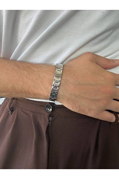 Arvens C.L Silver Erkek Bileklik Kadın Paslanmaz Çelik Unısex Renk Atmaz Kara...